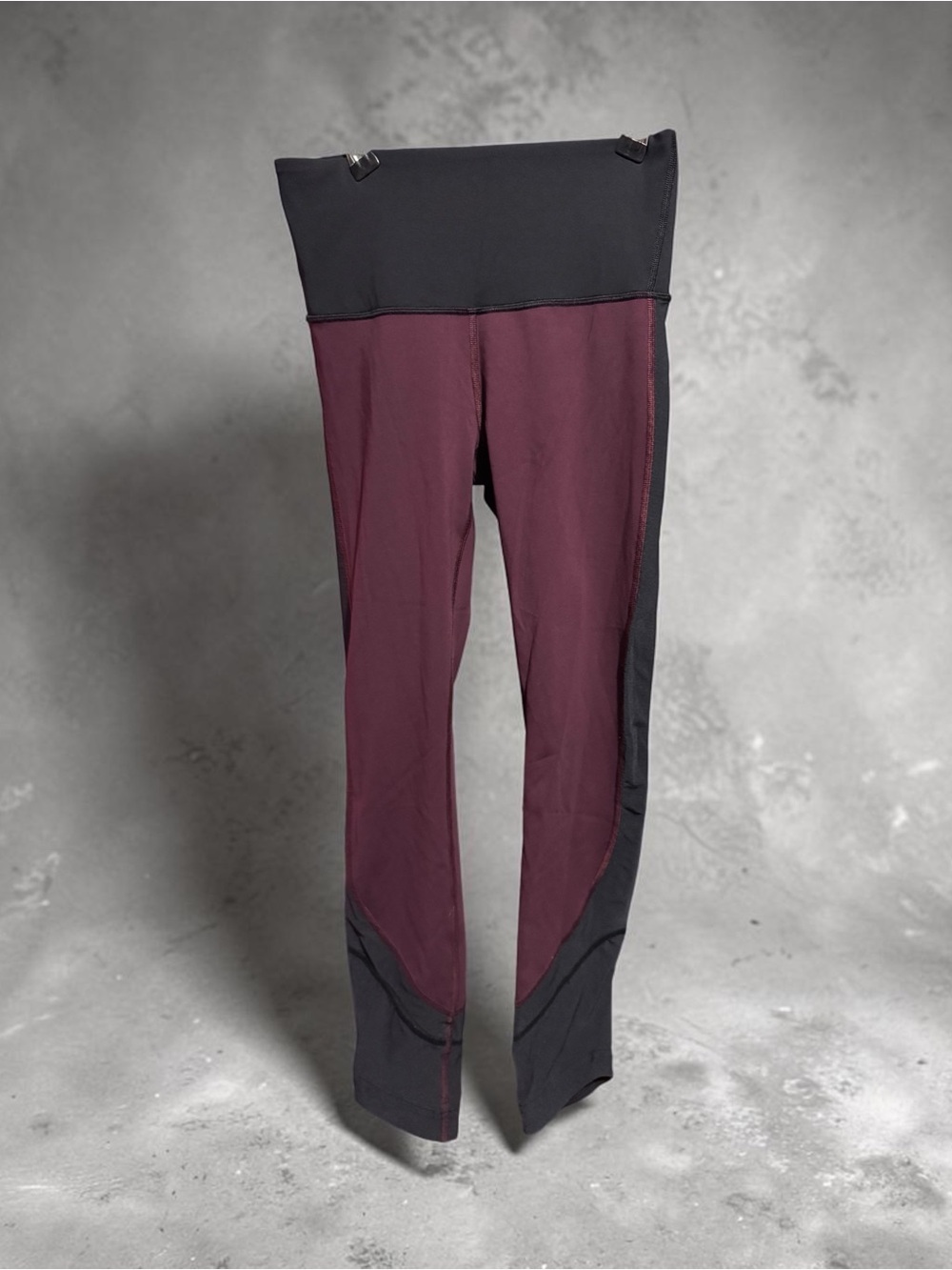 lululemon athletica Two-Tone High-Waist Leggings — Burgundy and Black